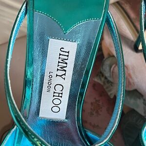 JIMMY CHOO turquoise metallic calfskin